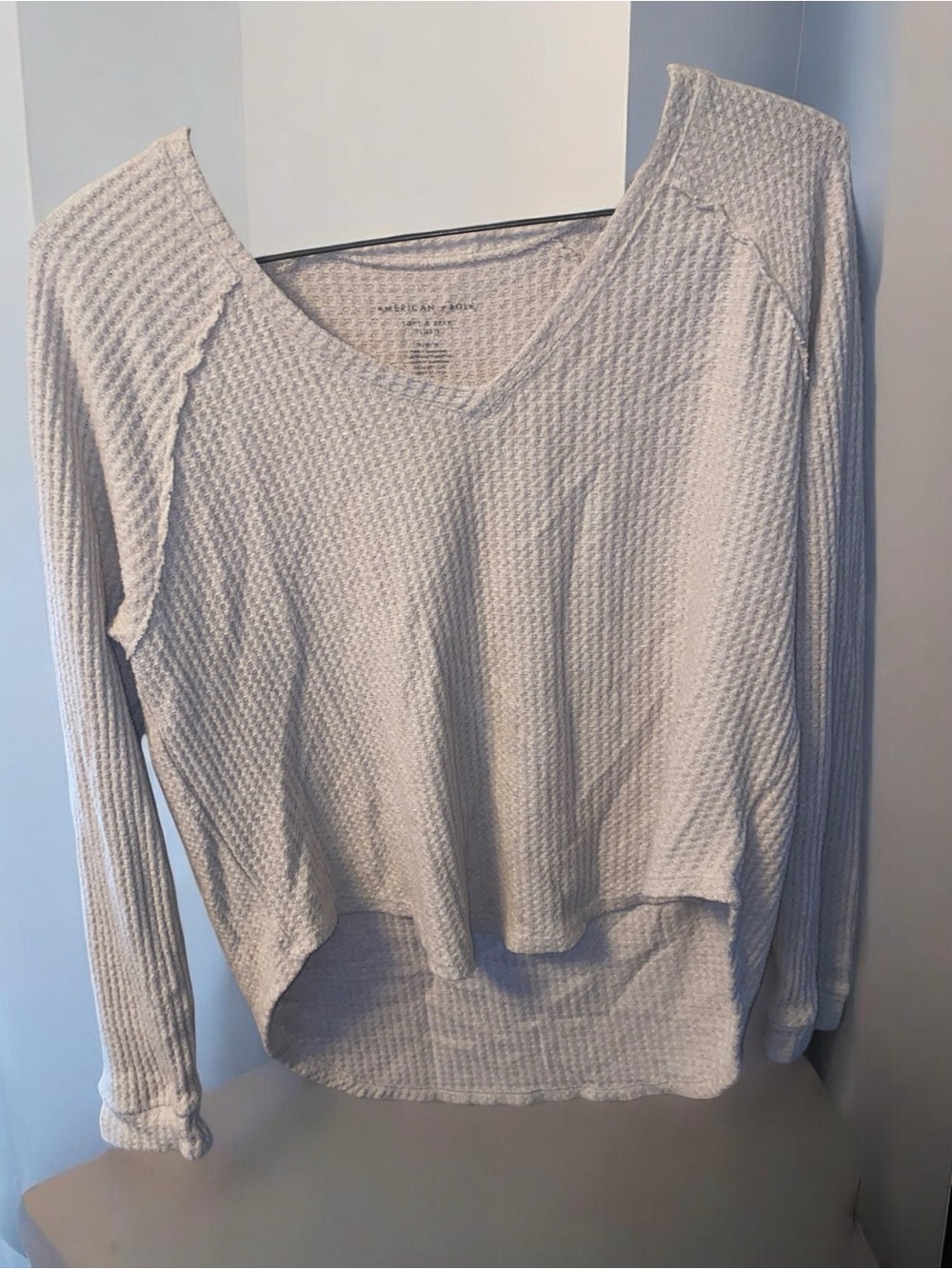American Eagle Soft & Sexy Plush Waffle Knit V-Neck Top - Size Medium
